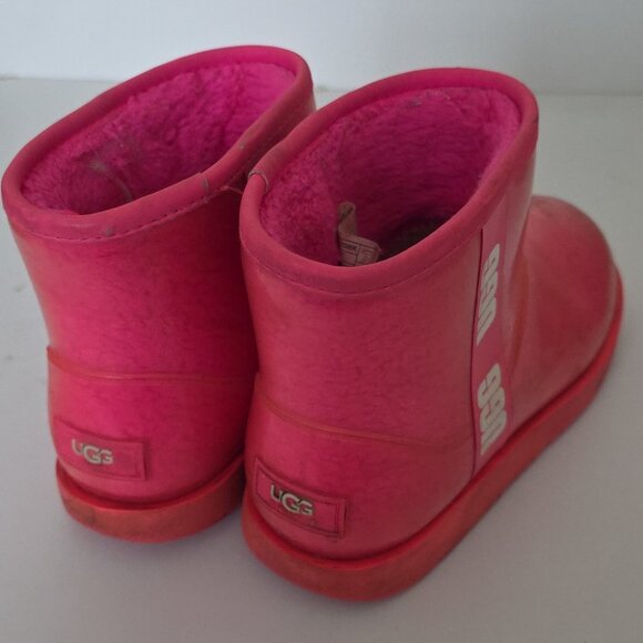 UGG | Classic Clear Mini Dragon Fruit Pink Waterproof Rain Boots Size 4 - Picture 4 of 7